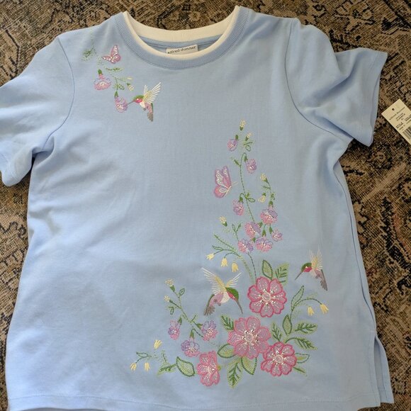 Alfred dunner embroidered Capri top set hummingbird pm - Picture 2 of 8